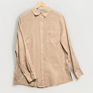 Hinson Wu Sophia Luxe Linen Flax Shirt Size 10